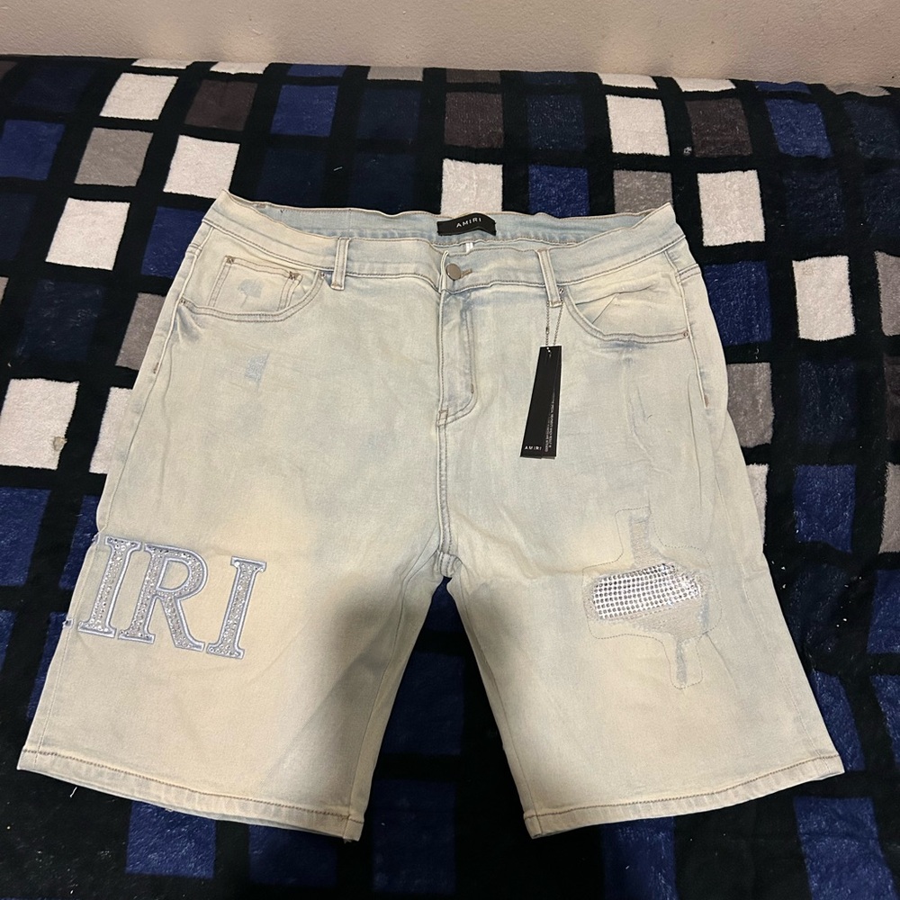 Amiri rhinestone Jean shorts